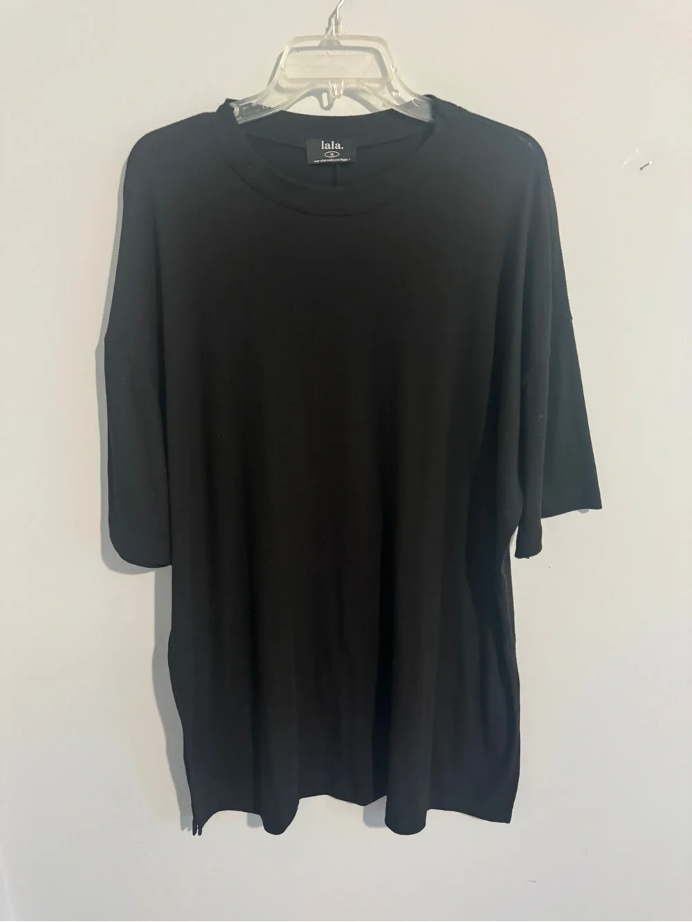 Dressed in LALA Black Ribbed Oversized Tunic - XL